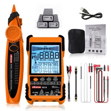 KKNOON K618 500M Handheld Portable Cable Tester with LCD Display Support Analogs Digital Search POE Test with 3 ID Pairing Accessory