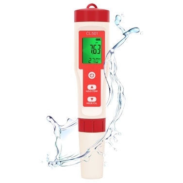 5in1 Water Quality Test Pen Chlorine PH ORP H2 Temperature Test Meter Multi-functional Mariculture Water Quality Tester for Drinking Water Aquarium Aquaculture Swimming Pool