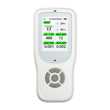 9-in-1 Air Quality Monitor Indoor Handheld AQI/CO₂/PM2.5/PM1.0/PM10/HCHO/TVOC/Temperature/Humidity Detector Real Time Monitoring Large Display with Intelligent Alert Home Air Test Kits