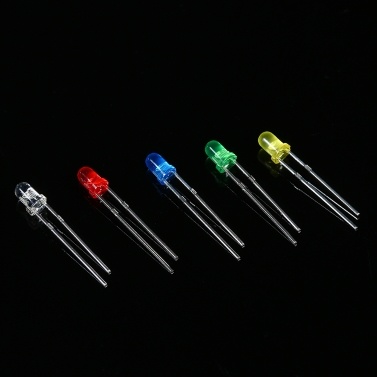 500pcs 3mm LED Diode Lights Elfeland 5 Colors×100pcs Bright Light Emitting Diodes Diffused LED Lamp Assorted Kit Assorted Color Red Blue Green Yellow Purple Orange White Kit Box