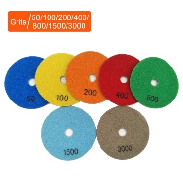 7PCS 4 Inch Set  Wet Dry Diamond Polishing Pads For Granite Concrete Marble