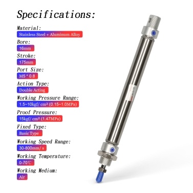 KKmoon Mini Air Cylinder Stainless Steel Mini Pneumatic Air Cylinders 20mm Bore 25mm Stroke Single Rod Dual Action
