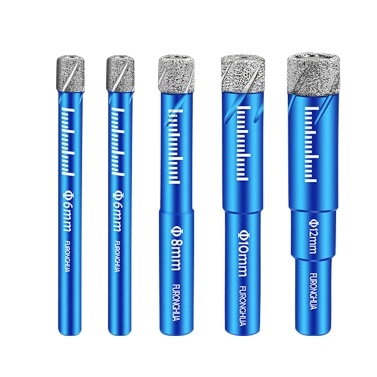 Dry Diamond Drill Bits Set 5PCS with 1/4 5/16 3/8 1/2 Inch for Granite Ceramic Marble Tile Stone Glass Diamond Coating