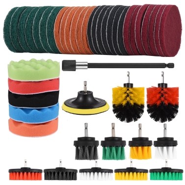 Geevorks 45PCS Drill Brush Attachments Car Detailing Brush Kit for Cars Bathroom Kitchen Tub Sink Cleaning