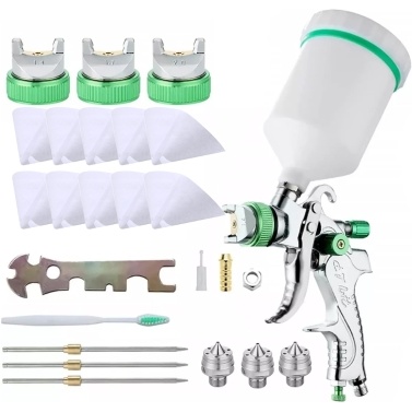 Professional Gravitational Spraying Tool Set 1.4/1.7/2.0mm Nozzles Automotive Paint Sprayer with 600cc Color Cup and 10pcs Cone Paint Coating Filter Paper