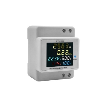 Digital Single Phase Energy Meter Household Electricity Usage Monitor AC40V-300V 100A Power Voltmeter Ammeter Voltage Amps Watt Kwh Frequency Power Factor Meter with LCD Color Screen