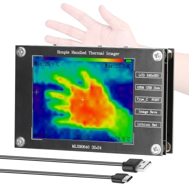 Portable Thermal Imager -40℃ to 300℃ Small Thermal Imaging Camera Support Maximum Minimum Center Temperature Measurement Picture Saving 2.8inch TFT Display with Type-C Interface