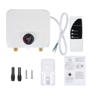 Mini Electric Tankless Water Heater 6500W 220V Constant Temperature Instant Hot Water Heater with Remote Control Digital Display On Demand Hot Water Heater