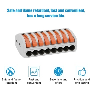 9pcs 8-Way Flame Retardant Cable Connector Box Set Universal Fast Electric Wire Connectors Kit Quick Install Terminals