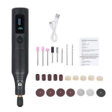Mini Cordless Rotary Tool with With Digital Display Screen 3-Speed Grinder Kit with 25Pcs Accessories Type-C Charging Art Craft Tool for Grinding Cutting Engraving Drilling and Small DIY Crafts