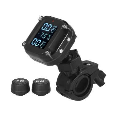 Waterproof Motorcycle Tire Pressure Monitoring System 7 Alarm Modes Wireless TPMS Auto Wake Up and Sleep Magnetic Charging Port with 2 External Sensors