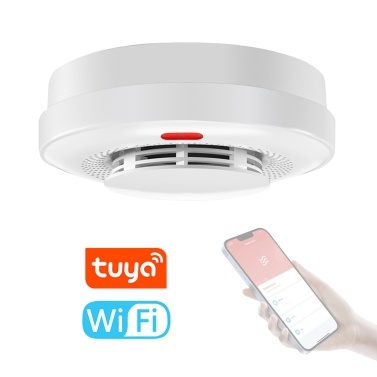 Tuya Wifi Smoke Detector Fire Protecting Sound Alarm Sensor Cellphone APP Remote Push Alert with Alarm Cancel Function