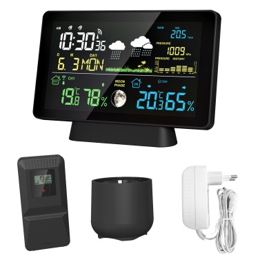 7.5-Inch Color Screen Weather Station Rain Gauge Indoor And Outdoor Temperature And Humidity Meter