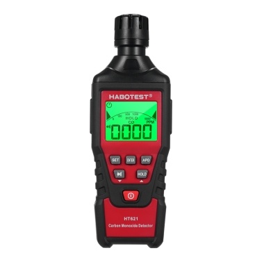 HABOTEST HT621 Portable Carbon Monoxide Detector CO Detector with Audible & Visual Alarm 0-5000PPM CO Alarm Backlit LCD Screen for Home Car Camping Travel