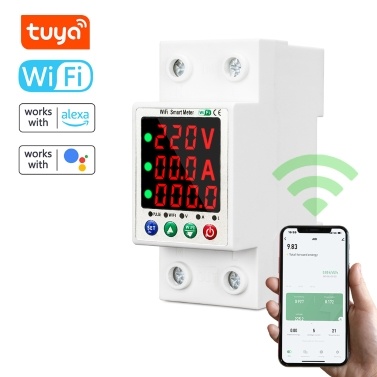 Tuya WiFi Automatic Reclosure Protector Intelligent Metering Breaker Digital Display Reclosing Switch