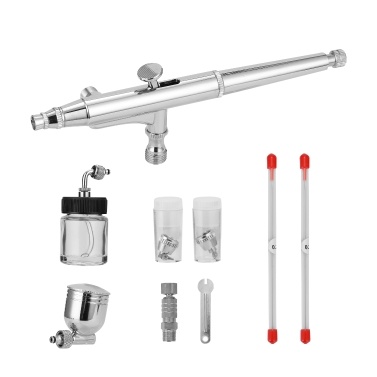 Professional Airbrush Set for Model Making Art Painting with G1/8 Adapter Wrentch 2 Fluid Cups 2Needles 2 Nozzles