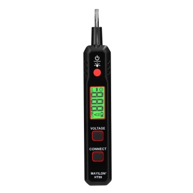 LCD Display Electric Test Pen AC12-300V Voltage Tester Live/Zero Wire Detector Cable Breakpoint Finder with Flashlight and Sound Light Alarm Function