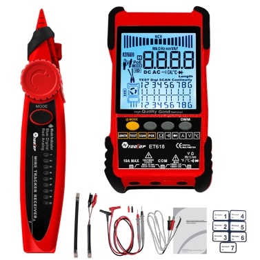 2in1 Portable Network Cable Tester Multimeter with Backlight LCD Display