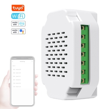 Tuya WiFi Intelligent On-Off Controller Home Automation Relay Switch Smartphone APP Control Compatible with Alexa and Google Home for Voice Control