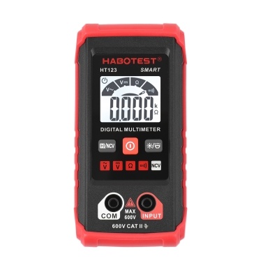 HABOTEST HT123 Digital Multimeter Auto Range Multi-meter 2,000 Counts True RMS Measuring AC/DC Voltage Resistance NCV Test with LCD Backlight Flashlight Data Hold