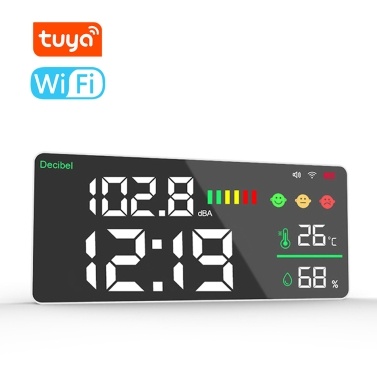 Tuya WiFi Decibel Meter 4 in1 Temperature Humidity Decibel Test Alarm Clock