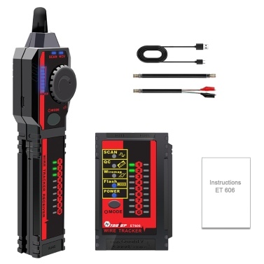 ET606 Cable Port Tester Handheld Network Cable Tester Cable Pairing Check Switch Flash POE Polarity Withstand Voltage of 60V with Low Battery Indicator Auto Power Off Functions