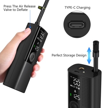 Electric Cordless Air Pump Handheld Digital Display Intelligent Portable Inflatable Pump for Car Bicycles Motorcycles Balls
