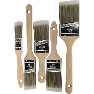5PCS Wooden Handle Brush Set Home Household Paint Brush Barbecue Brush Marine Paint Brush Multifunctional Utility Brush Set Indoor Outdoor Decoration Tool