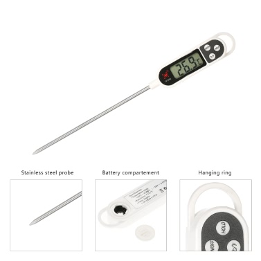 LCD Digital Mini Thermometer Probe -50°C~300°C BBQ Meat Food Cooking Temperature Tester °C/°F Data Hold Function