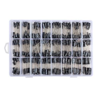 500pcs 24 Values Aluminum Electrolytic Capacitor Assorted Kit 10V 16V 25V 50V Metal Electrolytic Capacitors Range 0.1uF－1000uF with Plastic Case
