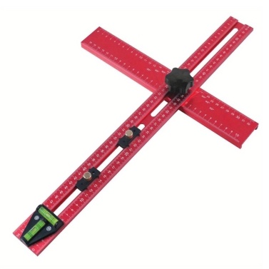 Drilling Positioning Ruler Multi-Angle Measuring Ruler Aluminum Alloy T-Shape Ruler Woodworking Scribing Marking Ruler with 2 Positioning Blocks for Carpentry