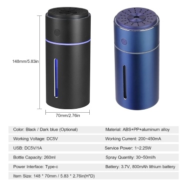 Professional Car Air Humidifier Aroma Diffuser Car Purifier Air Freshener Vehicle-mounted Aromatherapy Humidifier with Colorful Night Light Dry Burning-resistant Protection