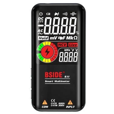 BSIDE S11 Intelligent 9999 Counts Multimeter Digital LCD Display Rechargeable Universal Meter AC/DC Voltmeter Ohmmeter Test Resistance Capacitance Frequency Diode Continuity NCV Live Line with Flash L