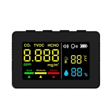 Electrochemical Formaldehyde Sensor Air Quality Detector HCHO TVOC CO2 Tester High Precise Temperature Humidity Test Meter with Voice Alarm Function
