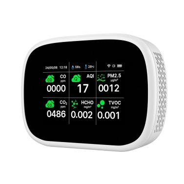 WiFi 11-in-1 Air Quality Monitor Indoor Humidity Monitor AQI/CO/CO₂/TVOC/HCHO/PM2.5/PM1.0/PM10/Temperature/Humidity/Time Tester Desktop Air Quality Tester Air Quality Meters for Home Office Hotel Rest