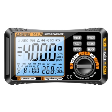 ANENG 612 Smart 3 in 1 Digital Multimeter Perpetual Calendar Temperature and Humidity Ammeter Voltmeter 4000 Count Professional Measurement Multimeter Test Tools