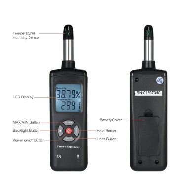Digital LCD Thermo-Hygrometer Thermometer Hygrometer Temperature & Humidity Meter Psychrometer Wet Bulb Dew Point Temperature Detector
