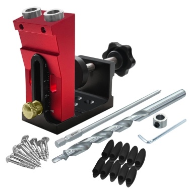 Pocket Hole Jig Kit Adjustable Slant Hole Locator Pocket Dowel Hole Jig System Set 15 Degree Joint Angle Tool for DIY Woodworking Carpentry