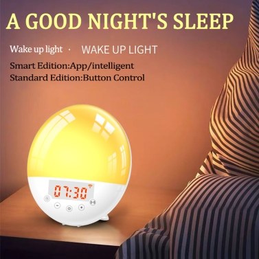 Tuya WiFi Intelligent Wake-up LED Light Intelligent Alarm Clock  7 Colors Adjustable