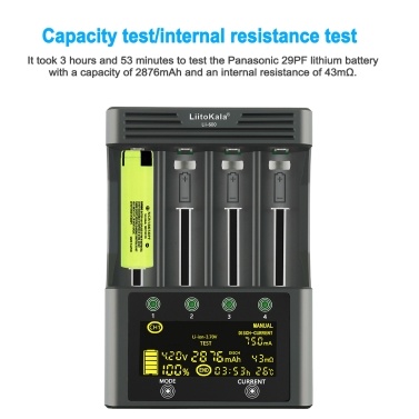 Liitokala LII-600 Quick Battery Recharger LCD Display Touching Control 4-channel Independent Recharging Automatic Manual Two Working Modes for Li-ion 3.7V NiMH 1.2V 18650 26650 14500 AA AAA batteries