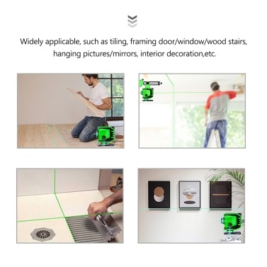 12 Lines Laser Level Tool Self Leveler Spirit Level Green Beam 360°Precise Adjustment Self Leveling Tool 82ft Horizontal & Vertical & Cross Line Tilted Line Outdoor Laser Leveler IP54 Waterproof with 2 Rechargeable Battery Remote Control