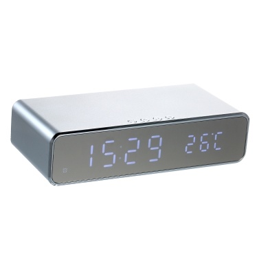 Wireless Charger Desk Clock LED Digital Clock Temperature Meter ℃/ ℉ Switchable Wireless Charging Device Multifunctional LED Alarm Clock with Calendar for Home Office Dormitory