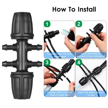 KKmoon 20 Pieces Barbed Tee Drip Irrigation Tubing Connectors Hose Joint 1/2 Inch to 1/4 Inch 6 Way Fittings Adapter