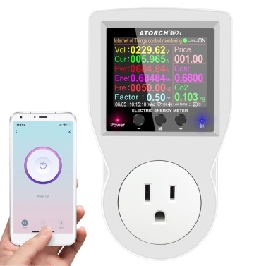 BT Version Intelligent Power Socket Electricity Power Monitor Multi-energy Alternating Current Meter 2.4 inch LCD Color Screen Computers Mobilephone APP Remote Controlling Device