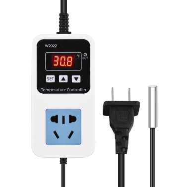 110-220V 10A 1500W Electronic Temperature Controller Outlet Wall Mounted Intelligent Digital Display Temperature Control Switch with Waterproof Sensor