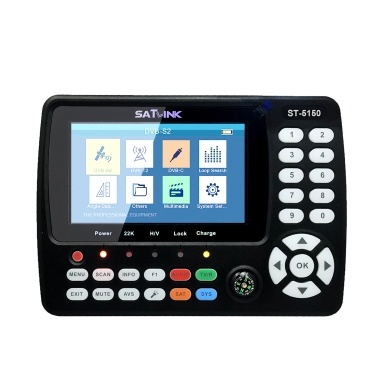 ST-5150 DVB-S2/T2/C COMBO HD Satellite TV Signal Finder Digital Handheld Signal Meter Satellite Finder H.265 HEVC MPEG-4 4.3 Inch TFT LCD EU Plug