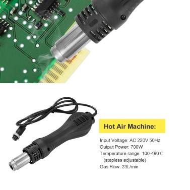2 in 1 Dual Display Digital Soldering Station Hot Air Machine Soldering Iron Multifunctional Constant Temperature Rework Station Welding Set with Soldering Station + Hot Air Gun + Handpiece + Cartridge EU Plug