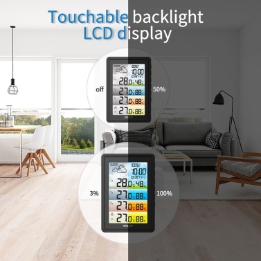 Wireless Home Weather Station Hygrometer Thermometer Digital Moon Phase Alarm Clock Colorful Barometer Thermohygrometer