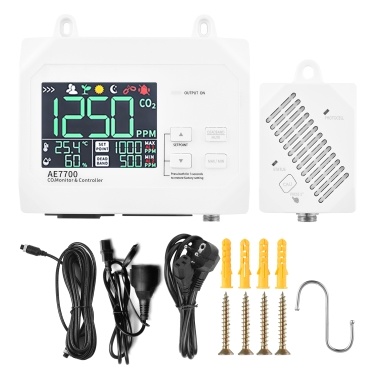 CO2 Monitor & Controller CO2 Concentration Tester Controller 0~9999ppm Measuring Range with Human & Plant Mode High Sensitive Wall-mounted Carbon Dioxide Air Quality Monitor Detection Controller Relay