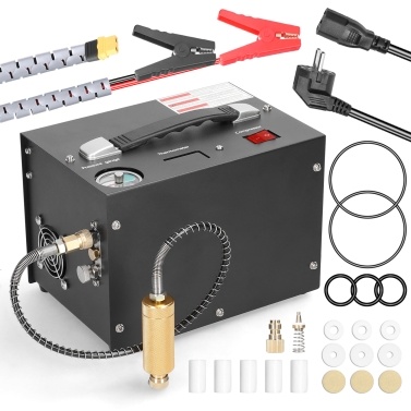 4500PSI Electric High Pressure Air Compressor Outdoor Car Tire Inflator Pump with Barometer Built-in Transformer